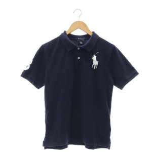 【中古】ポロ ラルフローレン POLO RALPH LAUREN ビックポニー ポロシャツ 鹿の子 半袖 L 紺 ネイビー