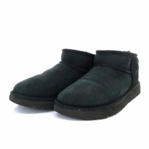 【中古】アグ オーストラリア UGG australia Classic Ultra Mini ムートンブーツ ショート フラット US6 黒 1116109