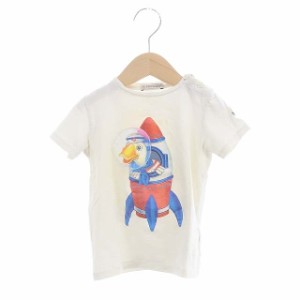 【中古】モンクレール キッズ MAGLIA T-SHIRTS プリントTシャツ カットソー 半袖 2 92cm 白 赤 青 黄色 キッズ