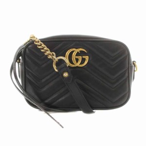 【中古】グッチ GUCCI GGマーモント キルティング ミニバッグ ショルダーバッグ 黒 ブラック 448065