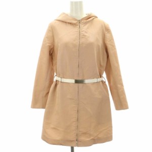 【中古】クレージュ courreges フルジップフードコート ミドル 総裏地 ウール混 38 ライトピンク /DO ■OS レディース