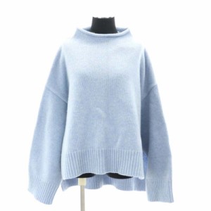 【中古】未使用品 クラネ 22AW SIDE SLIT WIDE CAPE KNIT TOPS ニット セーター ハイネック 長袖 1 水色 ライトブルー