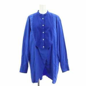 【中古】6 ROKU B&Y ロク ビューティーアンドユース DRESS SHIRT シャツ チュニック 長袖 36 青 レディース