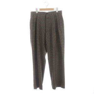 【中古】メゾンマルジェラ 1 Pleats Wool Pants チェックウールスラックス パンツ 42 カーキブラウン S51KA0521