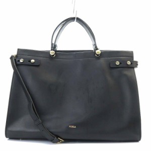 【中古】フルラ FURLA LADY トートバッグ ショルダーバッグ 2WAY 斜め掛け レザー 黒 ブラック /YO6 レディース