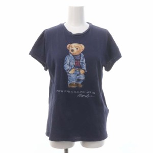 【中古】ポロ ラルフローレン ポロベアプリントTシャツ カットソー 半袖 S 紺 ネイビー マルチカラー /DO ■OS