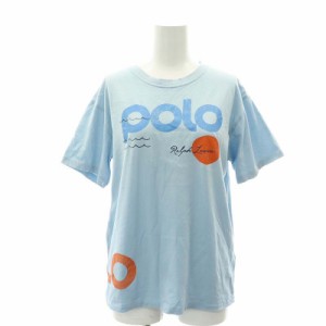 【中古】ポロ ラルフローレン ロゴプリントクルーネックTシャツ カットソー 半袖 S ライトブルー 水色