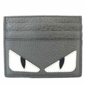 【中古】フェンディ FENDI 7M0164 バグズ モンスター カードケース 名刺入れ レザー グレー