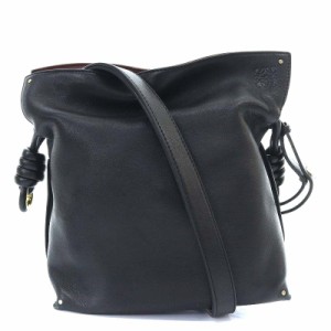 【中古】ロエベ LOEWE フラメンコ クラッチ ショルダーバッグ ワンショルダー アナグラム 巾着 レザー 黒 ブラック