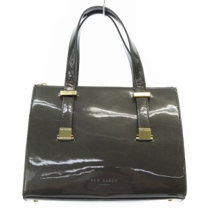 【中古】テッドベーカー TED BAKER エナメル ハンドバッグ ロゴ カーキ 緑 /SR12 レディース