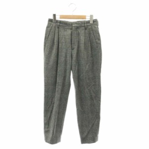 【中古】ロク ビューティーアンドユース JUST WAIST PANTS グレンチェックパンツ テーパード タック 34 黒 白