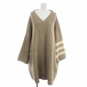 【中古】アゲイン again V NECK KNIT ドゥーズィエムクラス取扱い ニット セーター ウール混 S ブラウンベージュ