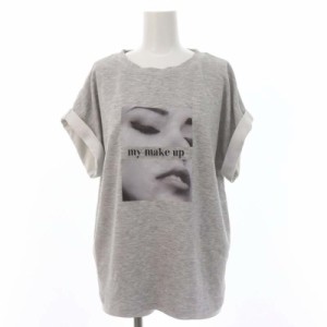 【中古】ダーリッチ Darich my make up Tシャツ プリント クルーネック プルオーバー ロールアップ F グレー