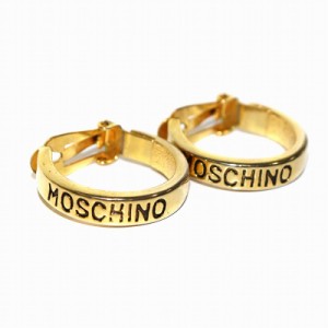 【中古】モスキーノ MOSCHINO イヤリング 両耳用 ロゴ イエローゴールド色 /YI9 レディース