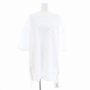 【中古】コンバース CONVERSE TOKYO made by MINEDENIMレースアップTシャツ カットソー 五分袖 2 白 ホワイト