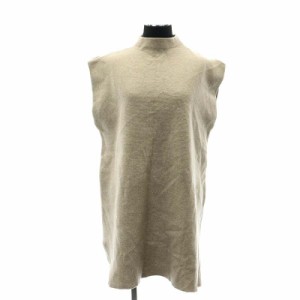 【中古】未使用品 ザラ ZARA knit tunic top ニット チュニックノースリーブ ハイネック S グレージュ レディース