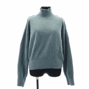 【中古】未使用品 ザラ KNIT SWEATER ハイネック ニット セーター 長袖 アルパカ混 S スモークグリーン レディース