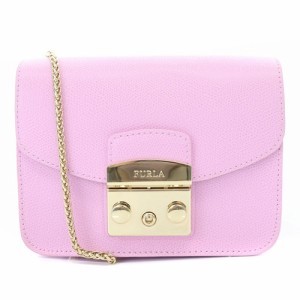 【中古】フルラ FURLA メトロポリス チェーン ミニバッグ ショルダーバッグ レザー 紫 パープル /SR15 レディース