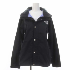 【中古】ザノースフェイス THE NORTH FACE MOUNTAIN RAINTEX JACKET ジャケット パーカー フード付き ロゴ S 黒 白