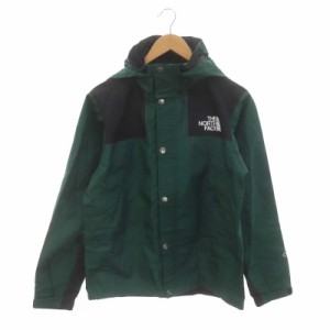 【中古】ザノースフェイス THE NORTH FACE NP11914 Mountain Raintex Jacket マウンテンパーカー フード付き S 緑 黒