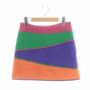 【中古】フミカ ウチダ JACQUARD KNITTED MINI SKIRT スカート ニット ミニ 台形 配色 38 マルチカラー レディース