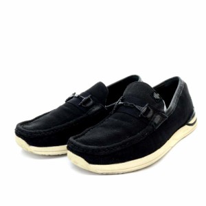 【中古】ビズビム VISVIM ABARTH MOC DENIM-FORKビットローファー スリッポン キャンバス 8 26cm 黒