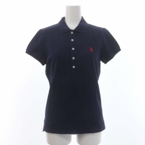 【中古】ポロ ラルフローレン POLO RALPH LAUREN ポロシャツ 半袖 プルオーバー ロゴ刺繍 コットン M 紺 ネイビー 赤