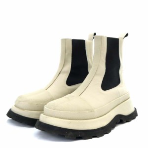 【中古】ジルサンダー JIL SANDER JS37070A Chelsea Boots サイドゴアブーツ アンクルブーツ ショート 38 ベージュ