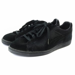 【中古】プーマ PUMA JPN FIRSTROUND LO SUEDE FUR ハラコ スニーカー ロゴ 28cm 黒 /SR9 ■AD メンズ