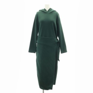 【中古】ザラ ZARA Knotted Maxi Hooded Streetwear Dress ワンピース ロング フード 長袖 M 緑 グリーン