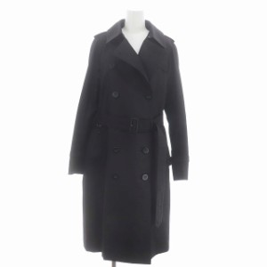 【中古】アクアスキュータム AQUASCUTUM ライナー付きベーシック ダブル トレンチコート 6 黒 ブラック レディース