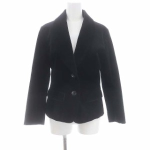 【中古】ローラアシュレイ LAURA ASHLEY ベロア ショールカラージャケット 2B 9 黒 ブラック /HS ■OS レディース