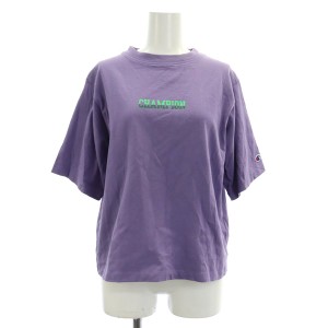 【中古】チャンピオン CHAMPION ショートスリーブTシャツ 半袖 クルーネック ロゴプリント ワッペン M 紫 CW-X301