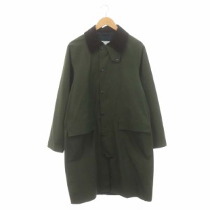 【中古】バブアー Barbour WATERPROOF SLIM BURGHLEY コート ステンカラー ロング S 緑 茶 グリーン ブラウン メンズ