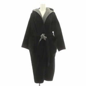 【中古】ハーリップトゥ hooded river coat コート フード ウール アウター ロング フォックファー付き S 黒