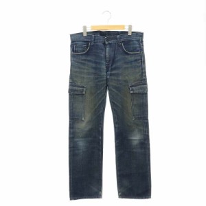 【中古】ネイバーフッド SPNARROW SAVAGE DENIM ダメージ加工 カーゴデニムパンツ ジーンズ M 紺 /MI ■OS メンズ