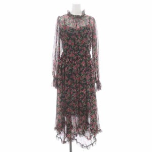 【中古】ドルチェ&ガッバーナ ドルガバ DOLCE&GABBANA 花柄 シフォン ワンピース シルク ロング 長袖 38 黒