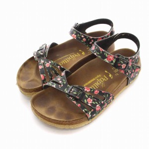 【中古】ビルケンシュトック BIRKENSTOCK バリ BALI フラワー 花柄 サンダル ストラップ 35 22.5cm 黒 赤 緑 茶