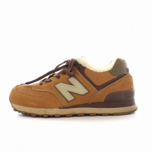 【中古】ニューバランス NEW BALANCE WL574TO スニーカー シューズ スエード ボア US5.5 22.5cm 茶 ブラウン