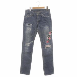 【中古】ヒステリックグラマー HYSTERIC GLAMOUR リペア加工 ワッペン デニム ジーパン ボタンフライ コットン S