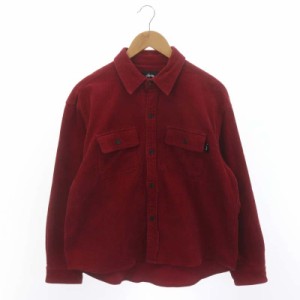 【中古】ステューシー STUSSY コーデュロイシャツ 長袖 M ダークピンク /MI ■OS メンズ