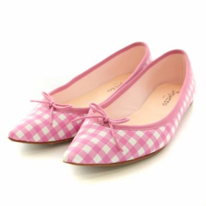 【中古】レペット BRIGITTE BALLERINAS バレエシューズ フラットシューズ パンプス レザー リボン ピンク V1556VHY