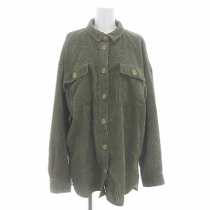 【中古】トゥデイフル TODAYFUL Corduroy Shirts コーデュロイシャツ カジュアル 長袖 F カーキ /AT ■OS レディース