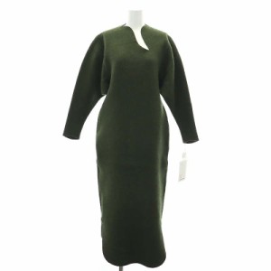 【中古】未使用品 マメクロゴウチ 23AW Knitted Dress ワンピース ロング 長袖 カシミヤ混 2 カーキ レディース