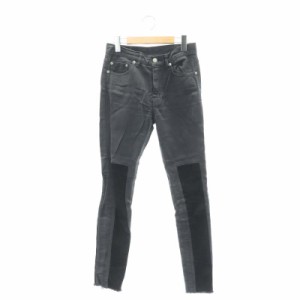 【中古】ジョンリンクス jonnlynx mix denim デニムパンツ スキニー カットオフ 切替 25 グレー ブラック 黒 /HK ■OS