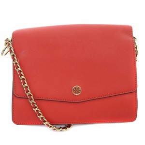 【中古】トリーバーチ TORY BURCH チェーンショルダー バッグ ロゴ レザー 赤 レッド /SR16 レディース