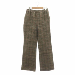 【中古】コルピエロ 22SS MUSE de Deuxieme Classe取扱い センタープレスLINEN パンツ グレンチェック フレア 36