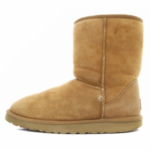 【中古】アグ オーストラリア UGG australia ムートンブーツ ミドル ロゴ 24cm 茶色 ブラウン /SR28 レディース