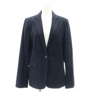 【中古】スーツセレクト SUIT SELECT 1釦シングル チェック テーラードジャケット ブレザー 13AR XL 紺 ネイビー