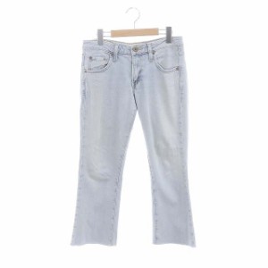 【中古】リーバイス Levi's 318 ローライズデニムパンツ ジーンズ カットオフ ダメージ加工 水色 /AT ■OS レディース